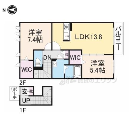フルゥール藤原京(2LDK/2階)の間取り写真