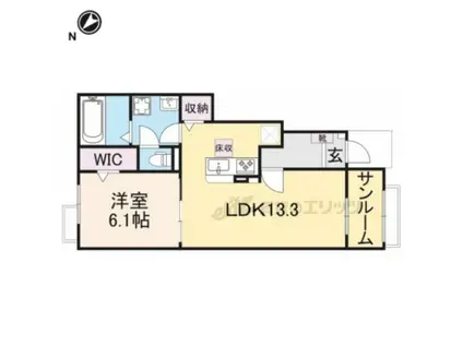 湖西線 堅田駅 徒歩12分 2階建 築2年(1LDK/1階)の間取り写真