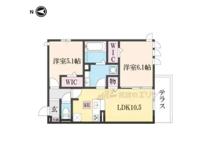 シャトーNY(2LDK/1階)の間取り写真