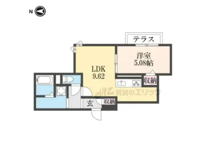 アイリス伏見(1LDK/1階)の間取り写真