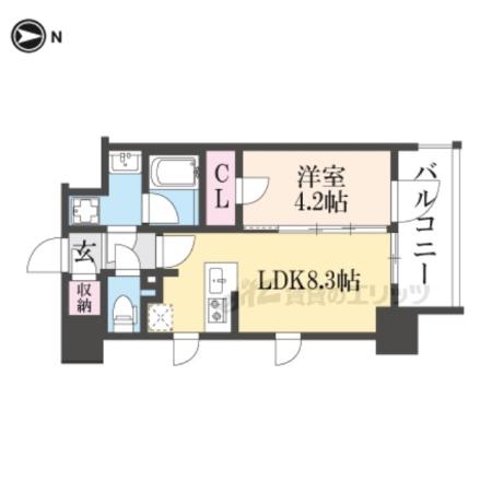 エステムコート京都ステーション(1LDK/5階)の間取り写真