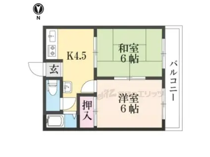 コーポ津川(2K/1階)の間取り写真