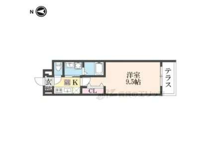 ガルデニア (1K/1階)の間取り写真