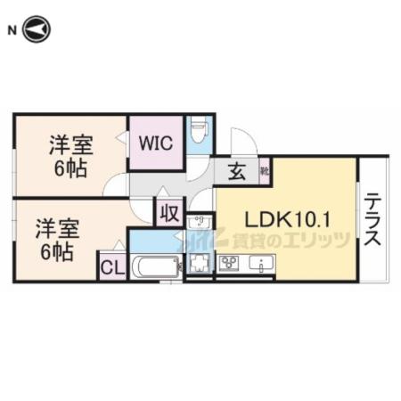 MON REVE(2LDK/1階)の間取り写真