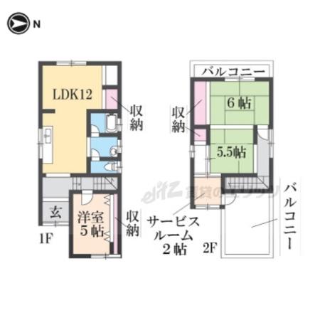 近鉄南大阪線 高田市駅 徒歩16分 2階建 築45年(3LDK)の間取り写真