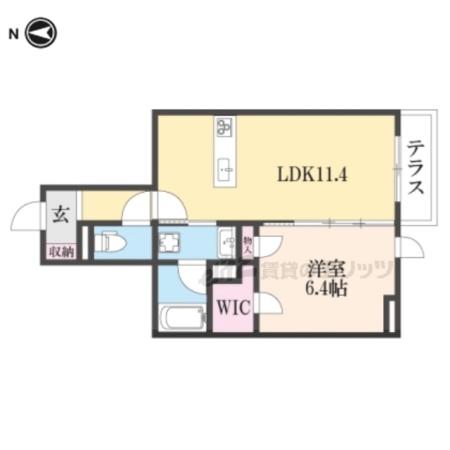 LENE CRICCA西大寺(1LDK/3階)の間取り写真