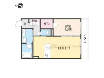 LENE CRICCA西大寺(1LDK/1階)の間取り写真
