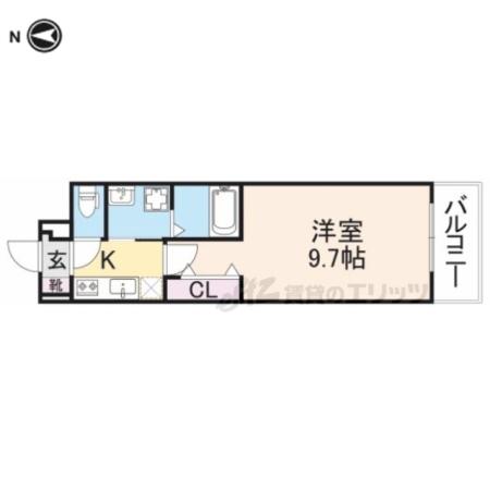 アンジュ ド ボヌール 香里園(1K/2階)の間取り写真
