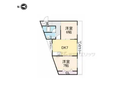 サンハイツ上村(2DK/2階)の間取り写真