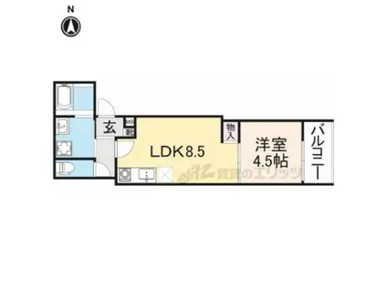 クレアール堺町(1LDK/3階)の間取り写真