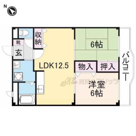 グランシャリオN(2LDK/2階)の間取り写真