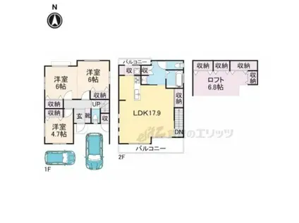 阪急電鉄京都線 西院駅(阪急) 徒歩5分 2階建 築17年(3LDK)の間取り写真