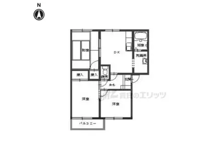 三央ハイツB棟(2LDK/2階)の間取り写真