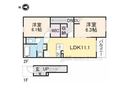 ハイフィールド(2LDK/2階)の間取り写真