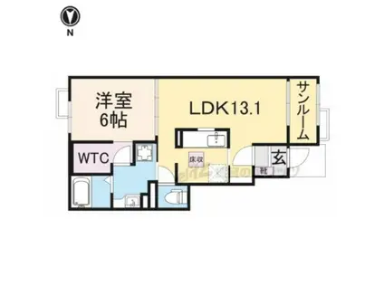 メル カノン2(1LDK/1階)の間取り写真
