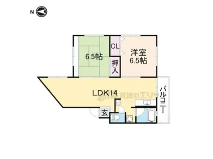 東生駒ハイツ(2LDK/3階)の間取り写真