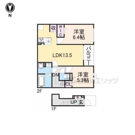 カーサ匠(2LDK/2階)の間取り写真