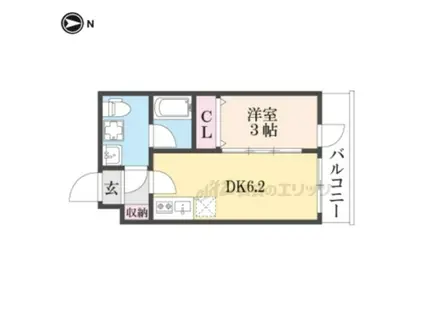 THE GARNET SUITE RESIDENCE 西院(1DK/3階)の間取り写真