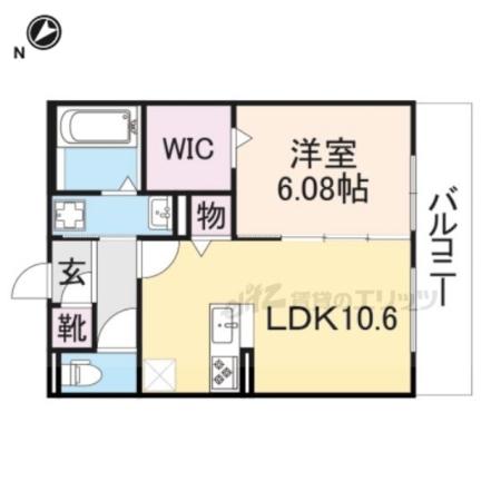 レジデンスコート栗東(1LDK/3階)の間取り写真