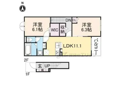 Мコンフォルト(2LDK/2階)の間取り写真