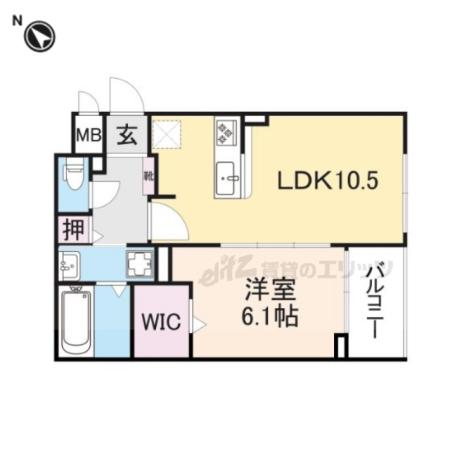 グレース讃良(1LDK/2階)の間取り写真
