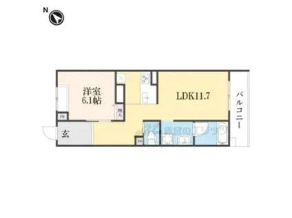 シャーメゾン ユーウェル(1LDK/2階)の間取り写真