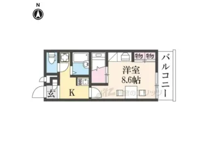 レオパレス サンコート学園前B棟(1K/1階)の間取り写真