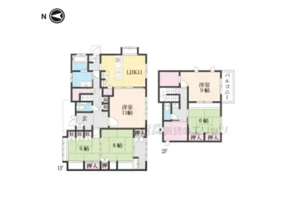 阪急電鉄京都線 東向日駅 徒歩8分 2階建 築32年(5LDK)の間取り写真