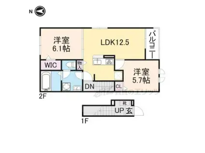 グリーンハイツ加茂(2LDK/2階)の間取り写真