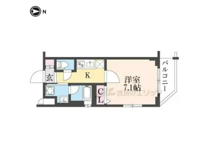 ベラジオ雅び京都円町(1K/3階)の間取り写真