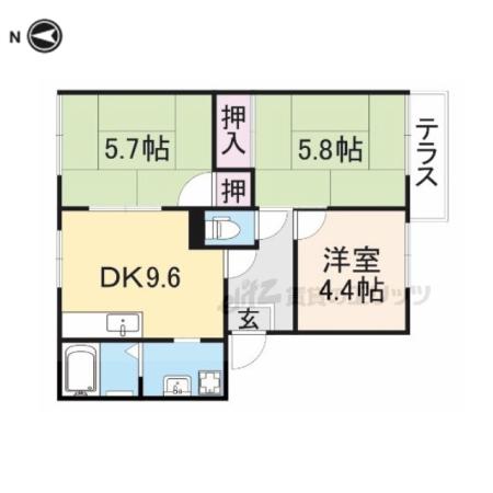 コージーコートB棟(3DK/1階)の間取り写真