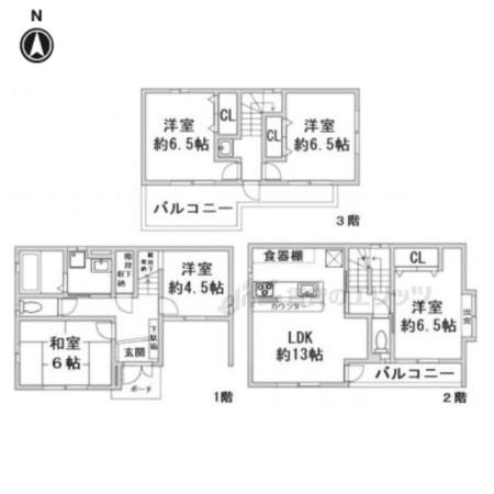 阪急電鉄京都線 西向日駅 徒歩16分 3階建 築22年(5LDK)の間取り写真