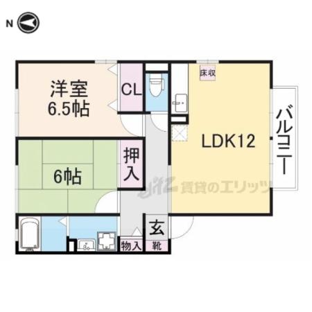 ラフィーネ結崎B棟(2LDK/1階)の間取り写真