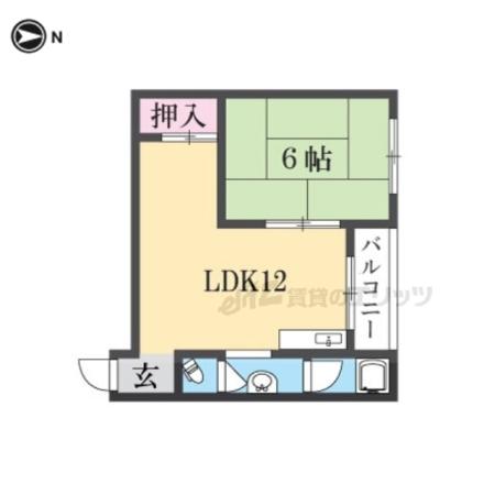 新和マンション(1LDK/2階)の間取り写真