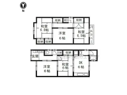 京福嵐山本線 蚕ノ社駅 徒歩6分 2階建 築51年(3DK)の間取り写真