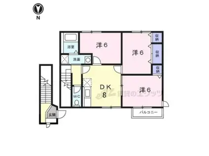 ベル・アルカンシエル(3DK/2階)の間取り写真