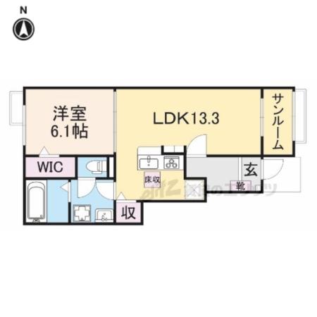 リヴ・シン・シックス(1LDK/1階)の間取り写真