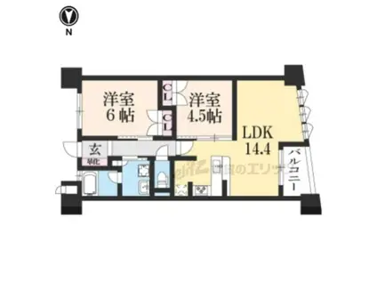 レ・ジェイド京都堀川(2LDK/7階)の間取り写真