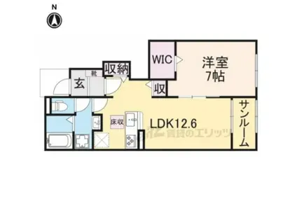 イリア I(1LDK/2階)の間取り写真