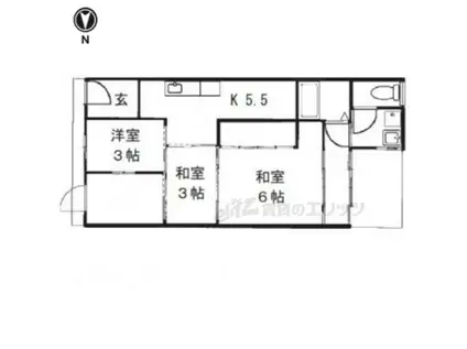 山陰本線 梅小路京都西駅 徒歩9分 1階建 築67年(3K)の間取り写真