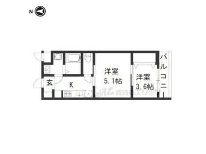 CREST TAPP京都丹波口(2K/5階)の間取り写真