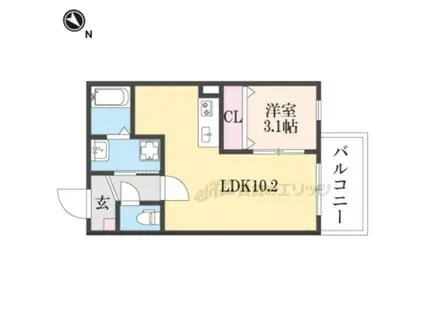プライムコート伏見醍醐(1LDK/2階)の間取り写真