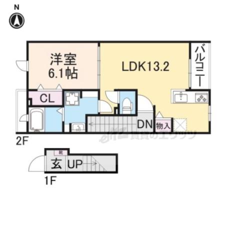 エテルノ常盤(1LDK/2階)の間取り写真