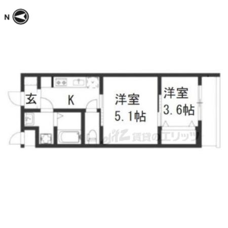 CREST TAPP京都丹波口(2K/3階)の間取り写真