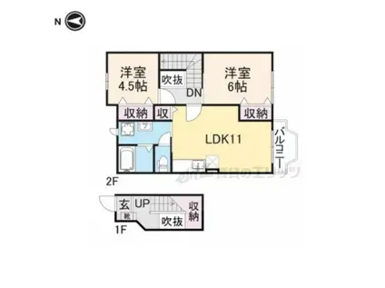 アーバン縄手C(2LDK/2階)の間取り写真