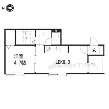 ハーモニーテラス京都(1LDK/1階)の間取り写真