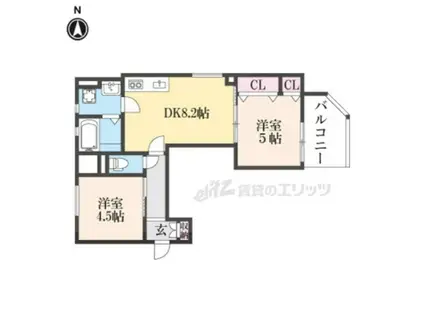 スリール明和(2LDK/3階)の間取り写真