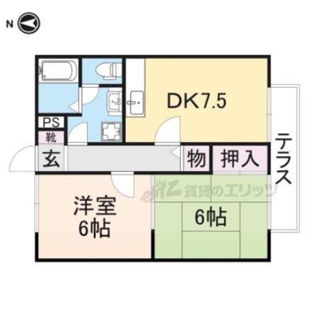 ビヨンドエミネンスA棟(2DK/1階)の間取り写真