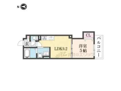 クリエオーレ郡津(1LDK/3階)の間取り写真