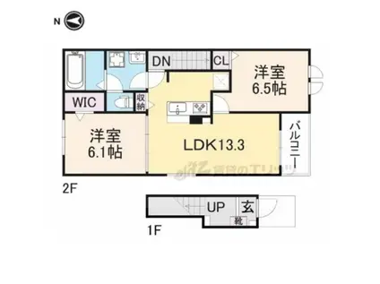 プロムナード メゾン K(2LDK/2階)の間取り写真